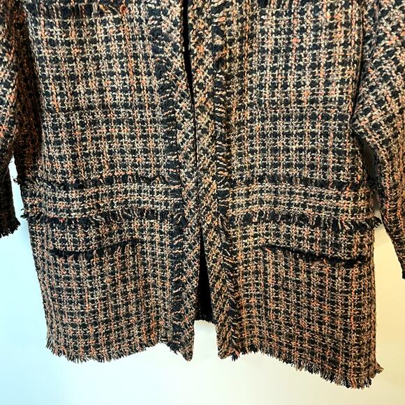 Misook Orange & Black Tweed Classic Wool Blend Blazer Jacket Women's Size XL EUC - Picture 3 of 12